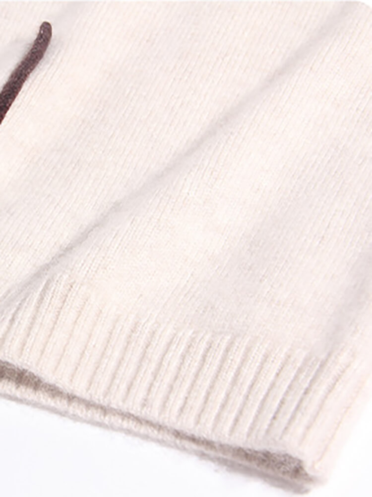 Kids Ivory Cashmere Sweater with Bear Patch and Pocket